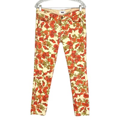 Paige Womens Skyline Ankle Peg Jeans Floral Print Skinny Cropped size 29-image