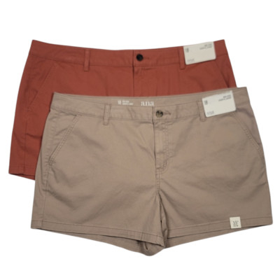 A.n.a Women's NEW NWT Set of 2 Orange & Tan Mid-Rise Shortie Short 3.5