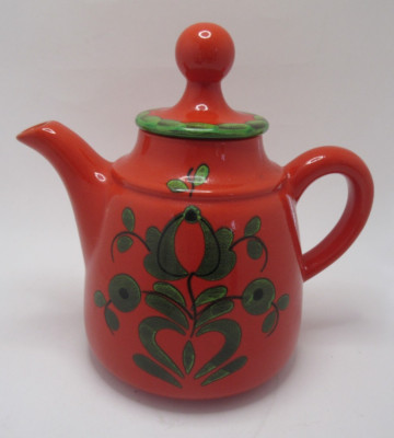 Old Vintage Villeroy & Boch Orange Mid Century Hand Painted Teapot-image
