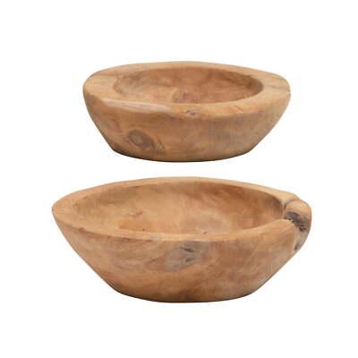 Creative Co-Op Teakwood Bowls, Set of 2 (Each One Will Vary)-image