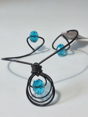 Kris Lanae By Creative Co- Op Black Wire Blue Beaded Boho Bracelet-image