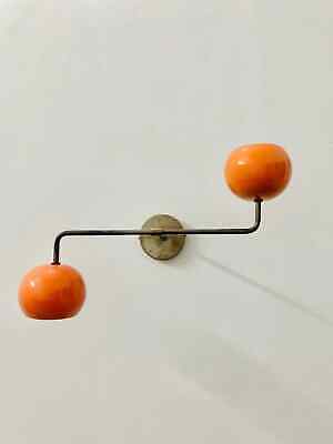 Italian Diabolo Wall Orange Brass 1950s Mid Century Wall Sconce-image
