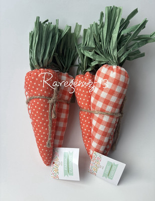 Target Bullseye Easter 2025 Fabric Orange Plaid Stripe Carrots x 6 Bowl FIllers-image