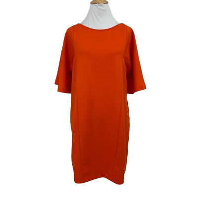 Zara Shirt Dress Women's Size S Orange Mid Sleeve Casual Scoop Neck Stretch Tee-image