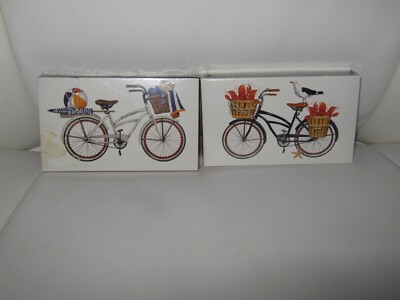 Creative Co-Op Lot Of 2 Match Boxes W/ Safety Matches Bicycle Theme-image