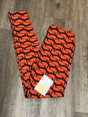 OS LuLaRoe One Size Leggings Blue Background Orange Ducks 🦆 Vintage Unicorn NWT-image