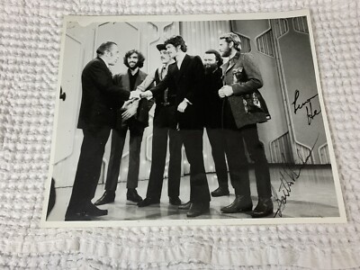 vtg 1969 black & white 8x10 photo The Band Ed Sullivan show signed Levon Garth-image