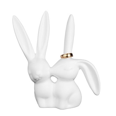 Creative Co-Op DA2618 White Ceramic Bunny Ring Holder, 3