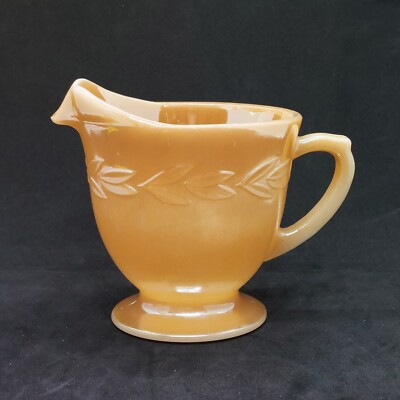 Fire King Peach Lustre Laurel Wreath Leaf Creamer Vintage-image