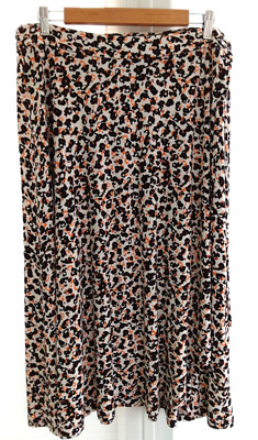 NEXT Women's Black & Orange Midi Length Flared Jersey Wrap Over Skirt Size 14-image