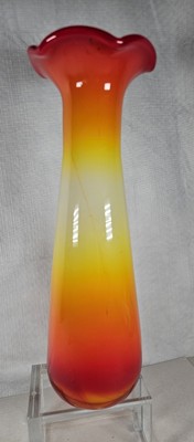 Mid-Century Modern Art Glass Ruffle Vase Vintage 11.5