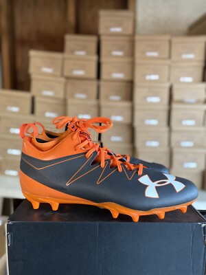 New Under Armour Nitro Mid Black Orange Football Cleats 1290962 004 Mens Size 14-image