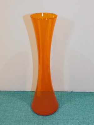 Blenko Vintage Clear Orange Vase - Mid Century Modern - 9