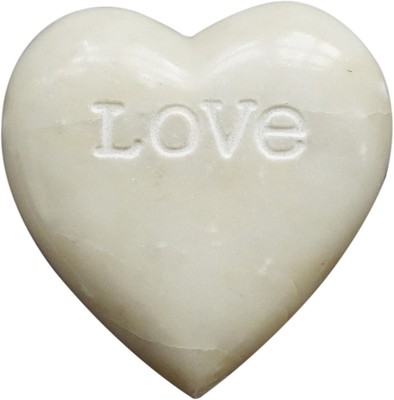 Creative Co-Op Soapstone Heart Decoration Engraved Love,White -image