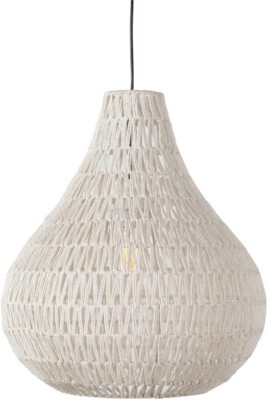 Kosas Home Quaid 1-Light Woven and Iron Mesh Pendant in White Finish-image