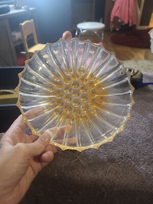 Iridescent Orange Glass Bubble Candy Dish 8” Beautiful Color-image