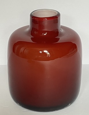 Cased Blown Glass Vase Red/Orange 5.25 X 3.5 Inches-image