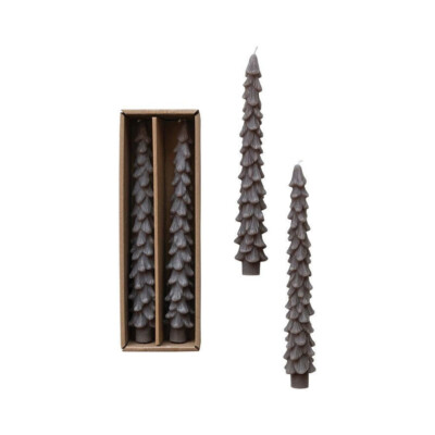 Creative Co-op - Tree Shaped Taper Candles Pewter Color Set - XS4575-image