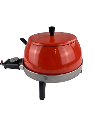 Vintage Hoover Electric Fry Pan Mid Century Modern Orange Tested Model 8610-image