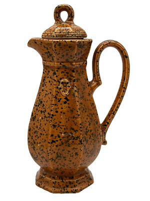 Georges Briard Pottery Ceramic Mid Century Modern Orange Speckled Oil Pitcher-image