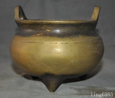 Mark China Buddhism temple bronze Joss Incense burner Censer statue-image