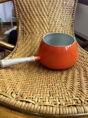 Vintage MCM Orange Fondue Pot-image