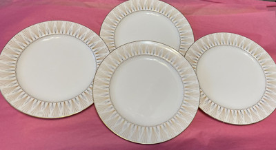 VTG 50/60s MCM Mid Century Modern Black ￼Goldtone Sango 3701 China Dessert Plate-image