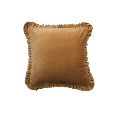 , Mustard Velvet Ruffled Square Pillow-image