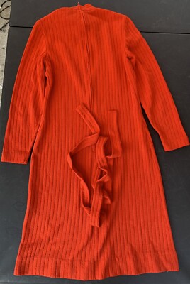 Kimberly Orange Wool Sheath Dress Size 8-image