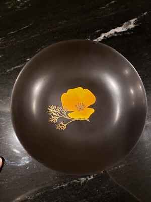 Couroc of Monterey, Mid Century, California Orange Poppies Bowl 7 3/4