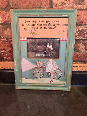 Creative Co-Op Distressed Green ,Girl BIKE 10 3/8
