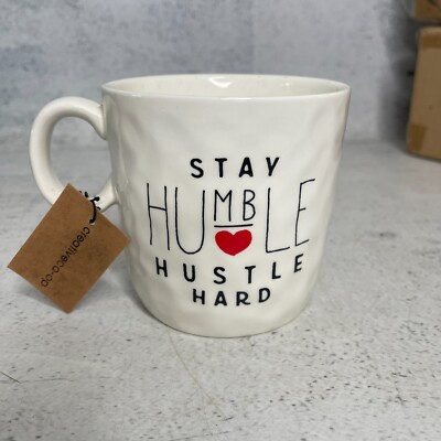Stoneware Mug 10cm Stay Humble Hustle Hard Creative Co-Op Coffee Cup Gift-image