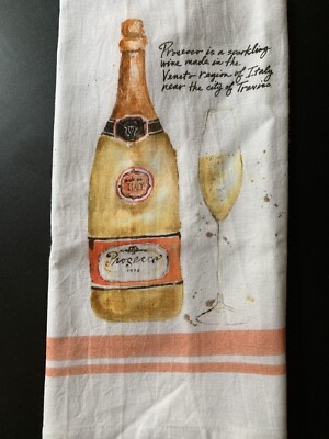 Creative Co-op Prosecco Dish Towel Bubbly Wine Lover Hand Towel Tea Towel Cheers-image