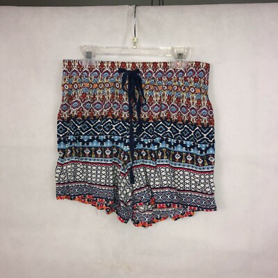 Sophie Rue Blue/Orange Geometric Print Shorts Size M-image