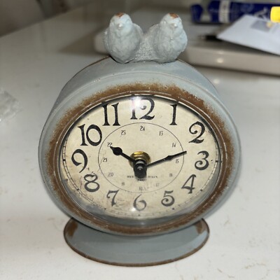 Creative Co-op Grey Pewter Mantel Birds Clocks, Pack of 1,DA3835-image