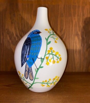 9” blue bird bottle vase Creative Co-op-image