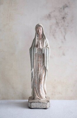 VIRGIN MARY STATUE FIGURE MAGNESIA VINTAGE PREPRODUCTION CREAM CREATIVE CO-OP-image
