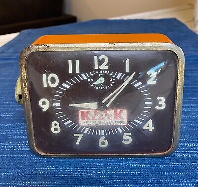 Vintage Mid-Century Orange Keck Mechanical Wind Automatic Timer Clock 13B-image