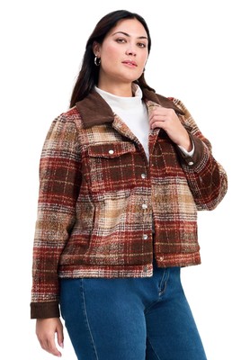 Avenue Women's Plus Size Joss Plaid Cropped Jacket-image