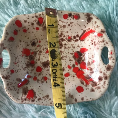 Ceramic Drip Glaze Dish Trinket Orange Brown MCM Mid Century Cottage Granny Core-image