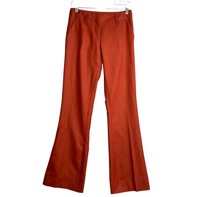 Derek Lam Wool Trouser Pants Womens 2 Orange Mid Rise Straight Leg Designer-image