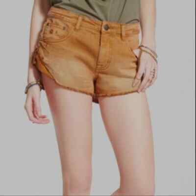 Free People Irreplaceable Cutoff Denim Distressed Shorts in Burnt Orange Size 28-image
