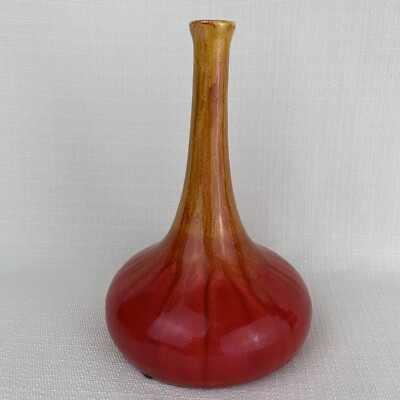 Toyo Mid Century Modern Vase Orange Red Round Bottom Art Vintage Retro MCM-image