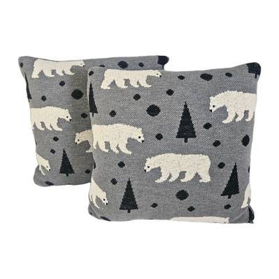 2 100% Cotton Polar Bear Decorative Home Pillow Cases COVERS ONLY India 20x20