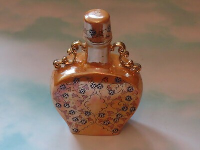 ORANGE LUSTRE WARE DECANTER HAND PAINTED JAPAN-image
