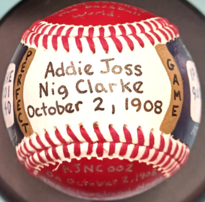 HAND PAINTED BASEBALL PERFECT GAME #4 ADDIE JOSS 1908 CLEVELAND NAPS-image
