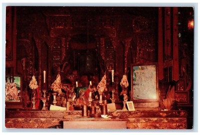 c1960 Interior Chinese Joss House Altar Interior Weaverville California Postcard-image