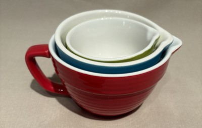 Creative Co-op Set of 3 Nesting  Ceramic Measuring Cups w/ Pour Spouts-image