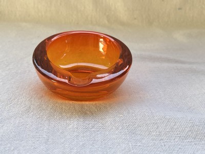 Vintage Viking Glass Orb Ashtray Persimmon Orange Mid Century Modern-image