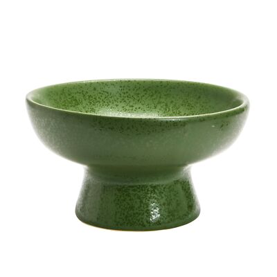 Creative Co-Op Stoneware Footed Bowl, Matte Green Reactive Glaze Serveware, 1...-image